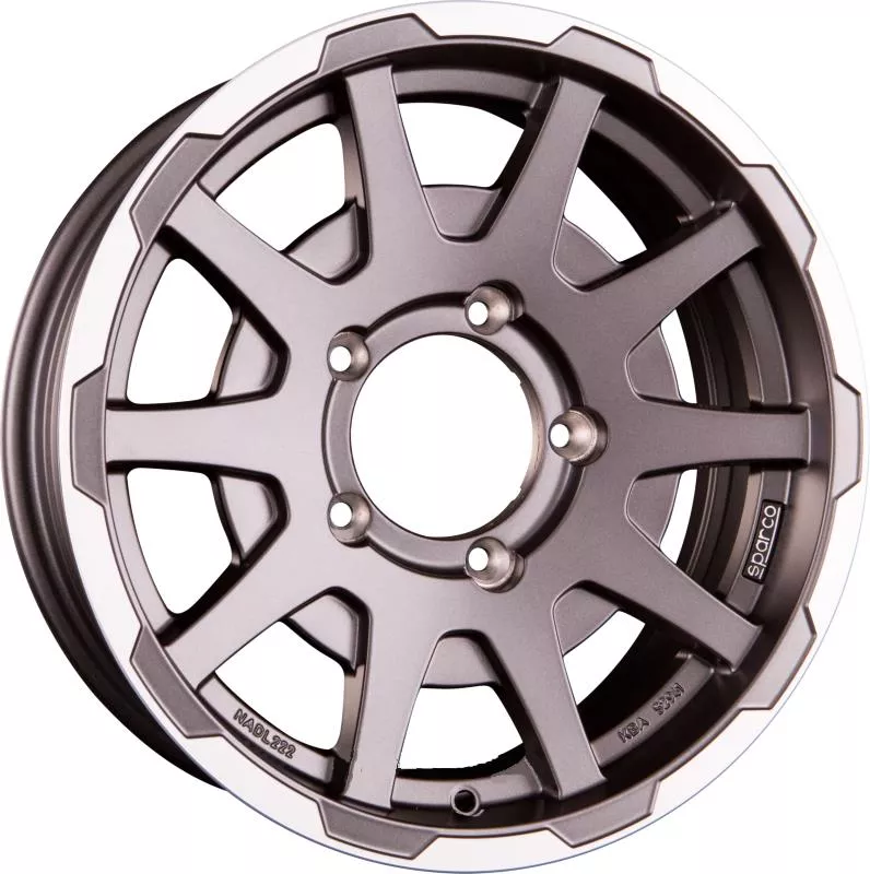 Sparco Dakar Matt Dark Greey Lip Polished NO CAP 5,5x16 5x139.7 ET5 CB108,0 (NO CAP) 60° 500 kg W29080001TM7